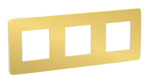 Рамка 3 поста Schneider Electric UNICA NEW STUDIO, два цвета, золото, белый