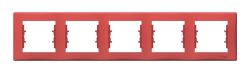 Рамка 5 постов Schneider Electric SEDNA, горизонтальная, красный