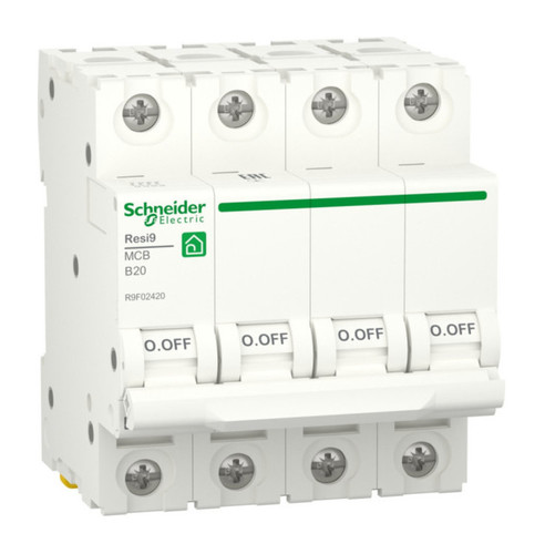 Автоматический выключатель Schneider Electric Resi9 4P 20А (B) 6кА, R9F02420