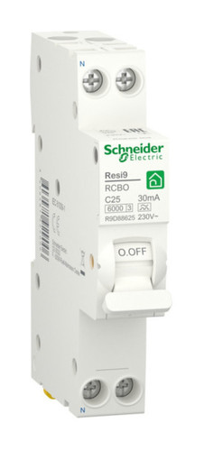 Дифавтомат Schneider Electric Resi9 1P+N 25А ( C ) 6 кА, 30 мА ( A ), R9D88625