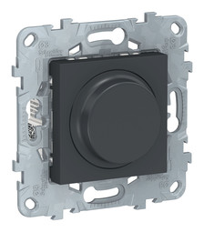 Светорегулятор поворотно-нажимной UNICA NEW Wiser, 200 Вт, LED 7-100ВА, антрацит
