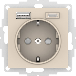 SE AtlasDesign Бежевый Розетка 16А с USB A+C, бежевый