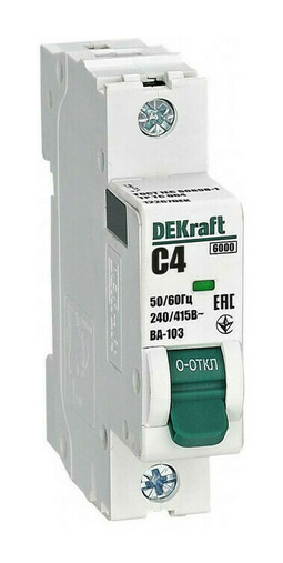 Автоматический выключатель DEKraft ВА-103 1P 4А (C) 6кА, 12267DEK